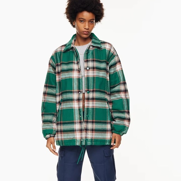 Tna Coaches Jacket Green Plaid - Picture 2 of 3